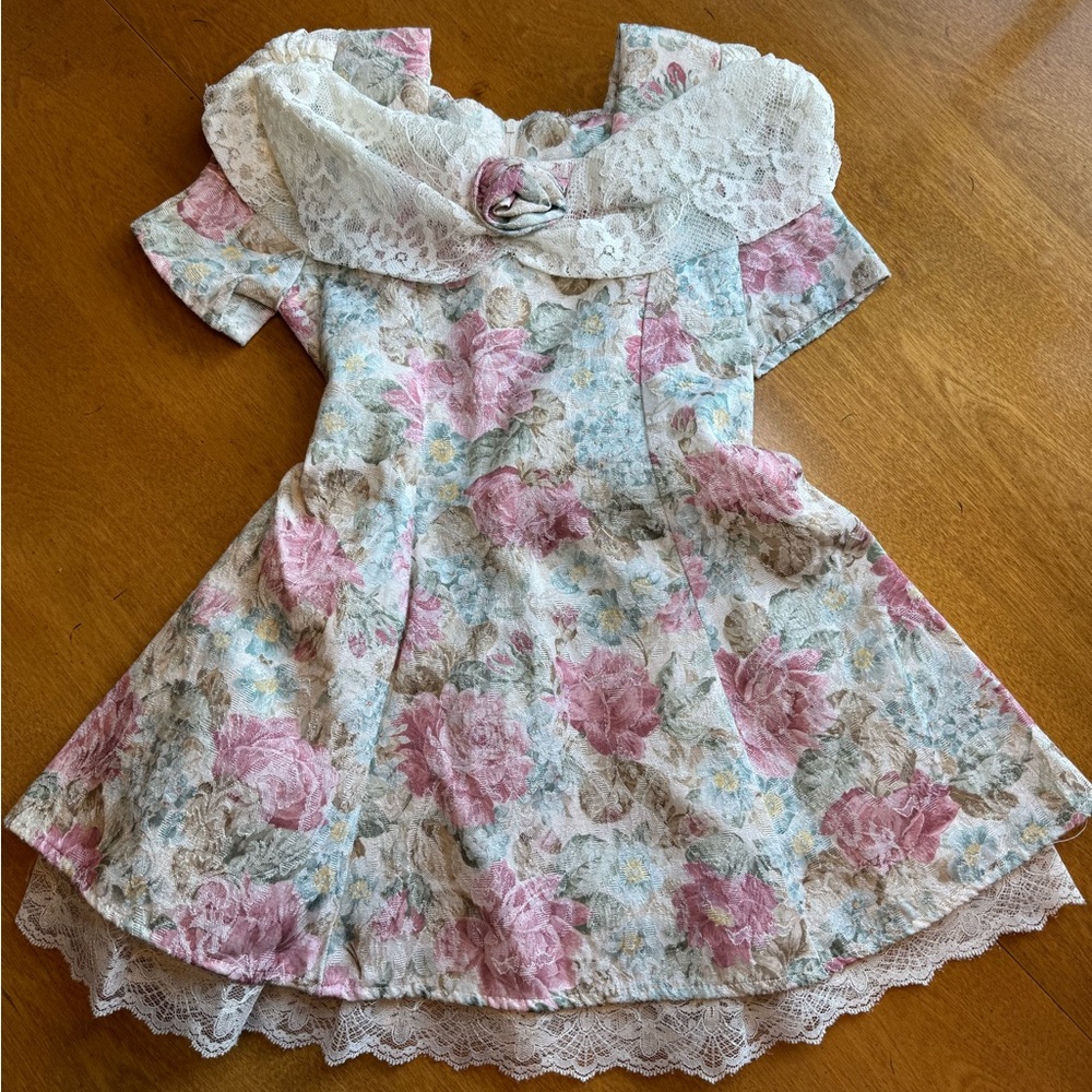 Vintage 90’s Disorderly Kids Floral Lace Dress 5T – Cottagecore Rose Print